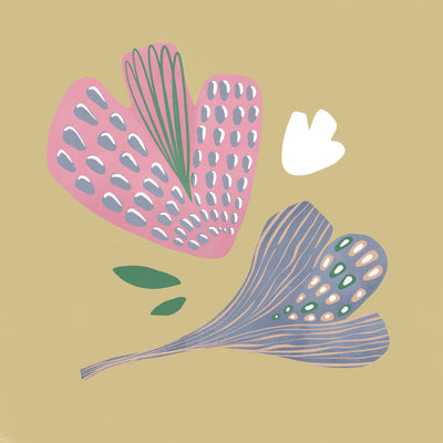 Floating petal shapes and tiny leaves in soft pink and green create a dreamy garden feel, from the Little Tails Collection by Urban Road.