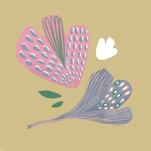 Floating petal shapes and tiny leaves in soft pink and green create a dreamy garden feel, from the Little Tails Collection by Urban Road.