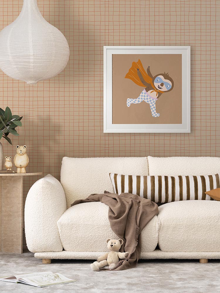 Super Sloth Brown Framed Art Print | Lifestyle