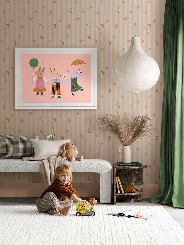 Woodland Parade Pink Framed Art Print | Lifestyle