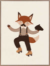 Dapper fox with a moustache rollerskates while tipping a hat on soft cream, from the Little Tails Collection by Urban Road.