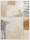 A softly painted abstract piece with pale neutrals and vertical blue stripes. From the Lounging Ladies II collection by Urban Road.