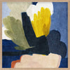 A bold abstract piece featuring organic shapes in vivid yellow and deep blue tones, from the Lounging Ladies II collection by Urban Road.