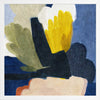 A bold abstract piece featuring organic shapes in vivid yellow and deep blue tones, from the Lounging Ladies II collection by Urban Road.