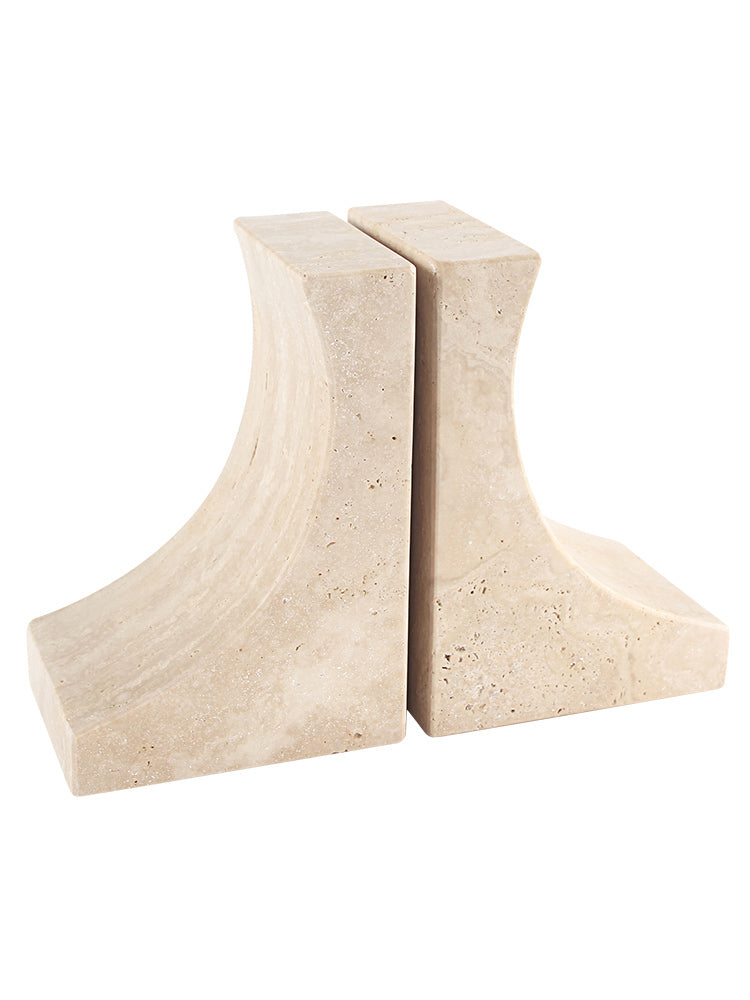 Violino Bookends in Travertine - Beige