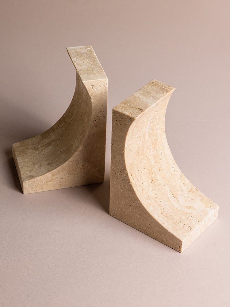 Violino Bookends in Travertine - Beige