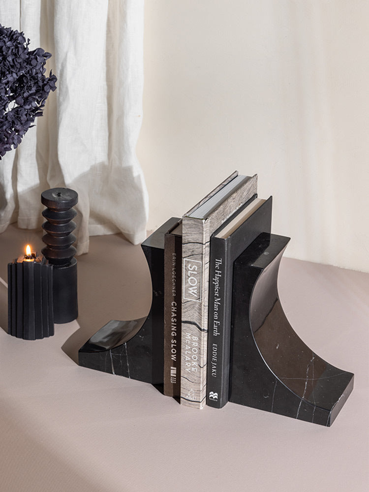 Violino Bookends in Marble - Black