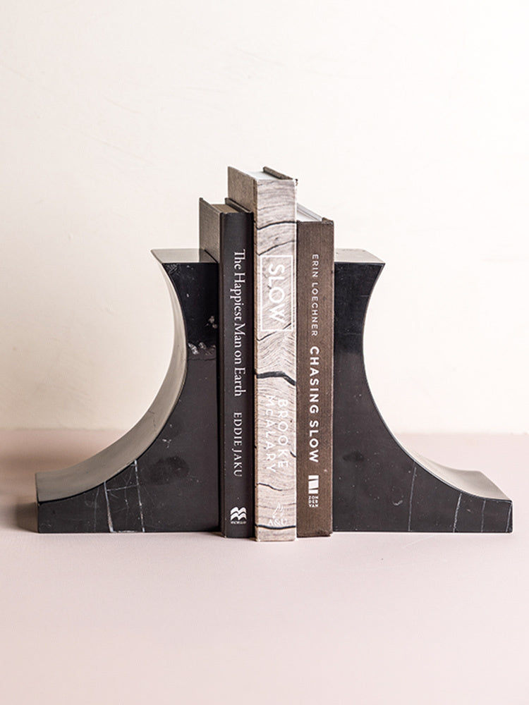 Violino Bookends in Marble - Black