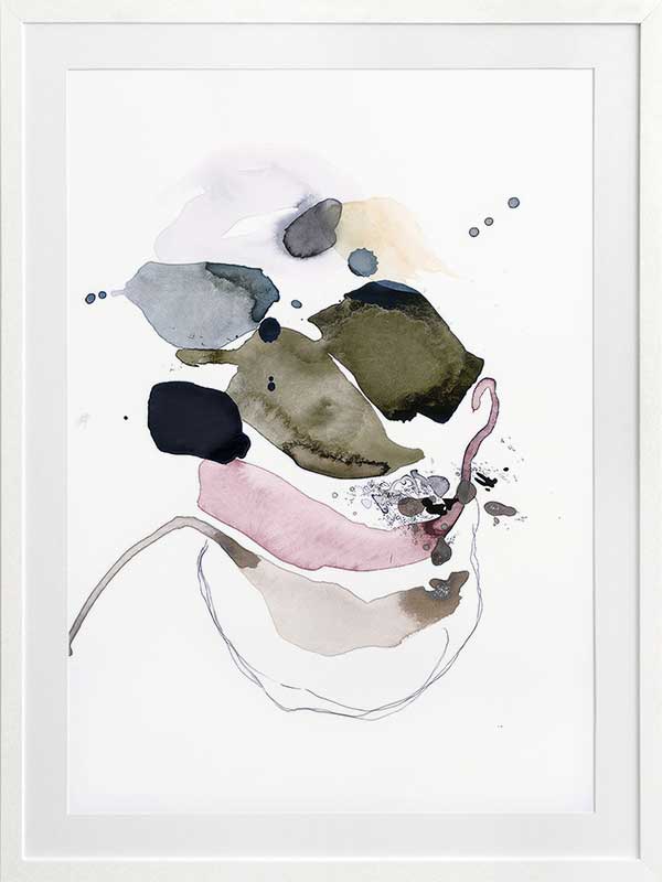 A retro-style botanical art print titled California Peaches, featuring a vibrant peach illustration with golden vintage typography on a soft pink backdrop.