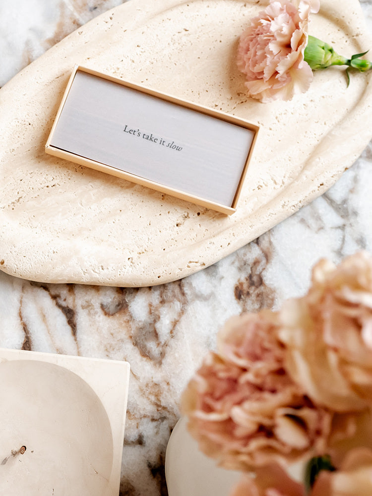 Emi Decorative Tray in Travertine - Beige