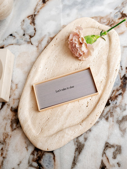 Emi Decorative Tray in Travertine - Beige