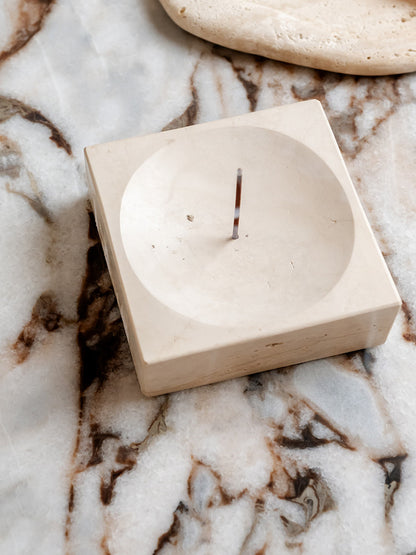 Ren Incense Holder in Travertine - Beige