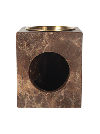 Mika Tealight Oil Burner in Marble - Dark Emperador