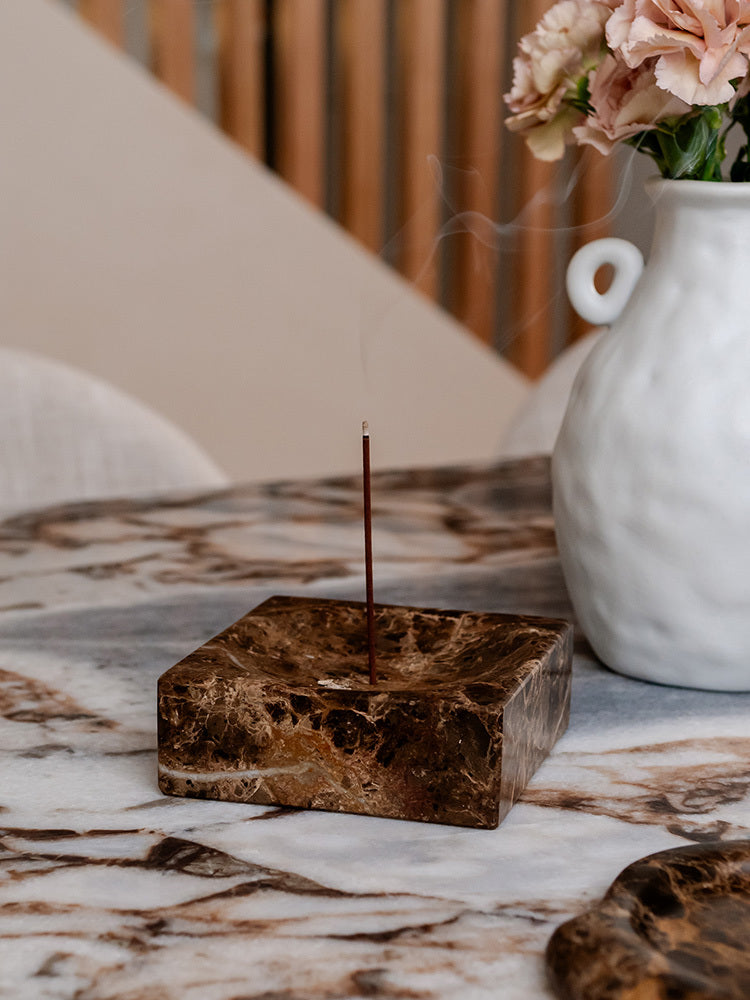 Ren Incense Holder in Marble - Dark Emperador