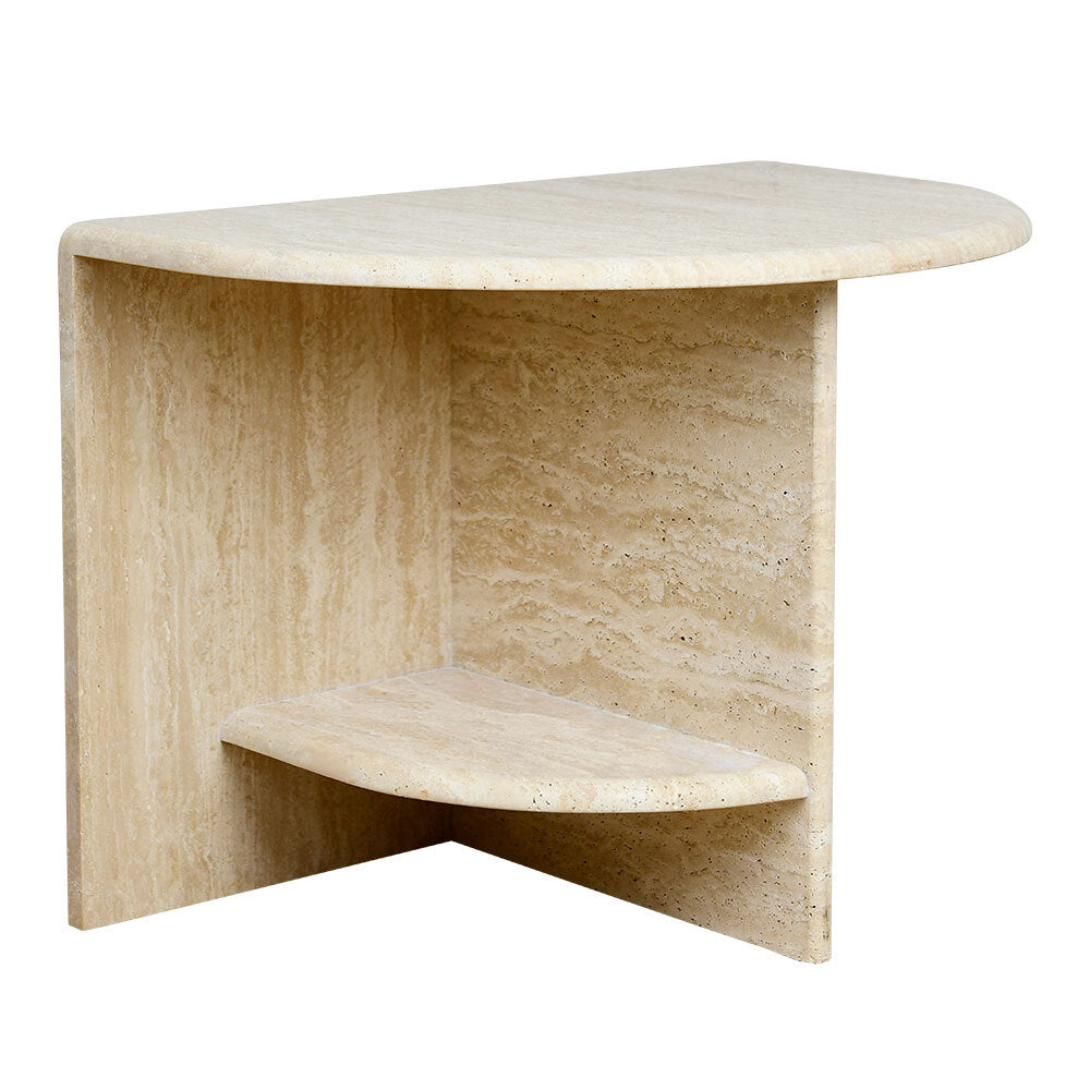 Archer Side Table in Travertine - Beige