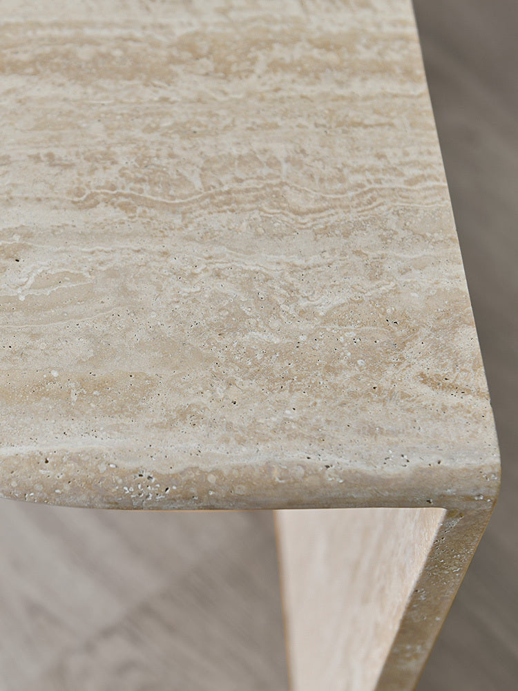 Archer Side Table in Travertine - Beige