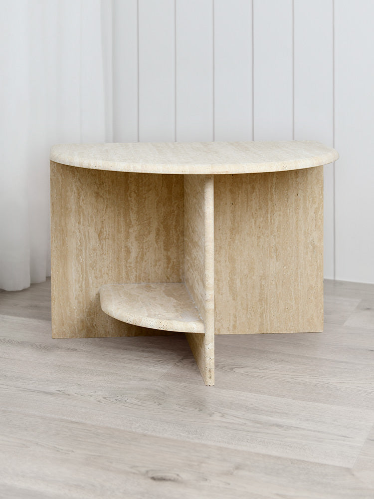 Archer Side Table in Travertine - Beige