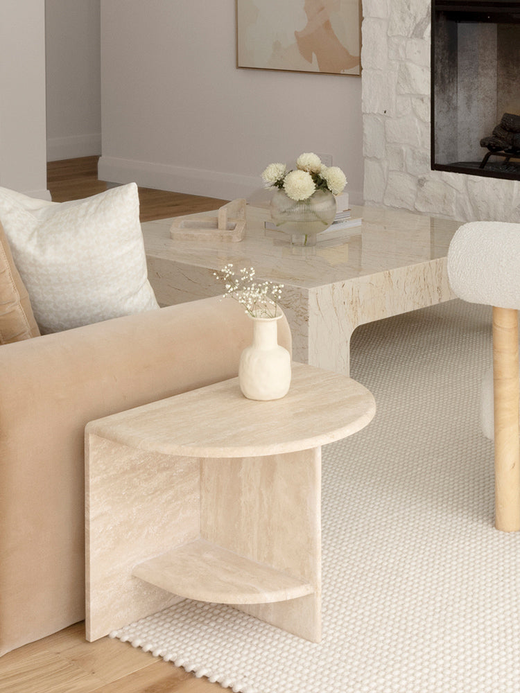 Archer Side Table Set in Travertine - Beige