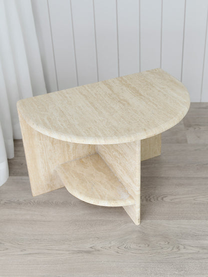 Archer Side Table in Travertine - Beige