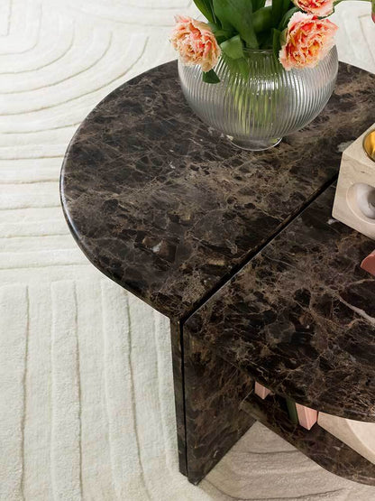 Archer Side Table Set in Marble - Dark Emperador