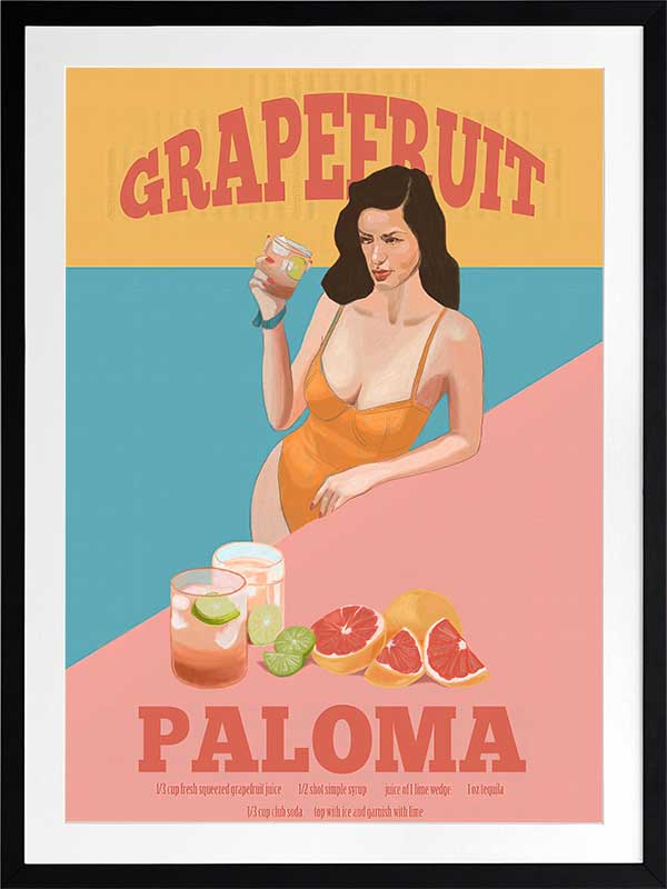 Grapefruit Paloma Poster Framed Art Print