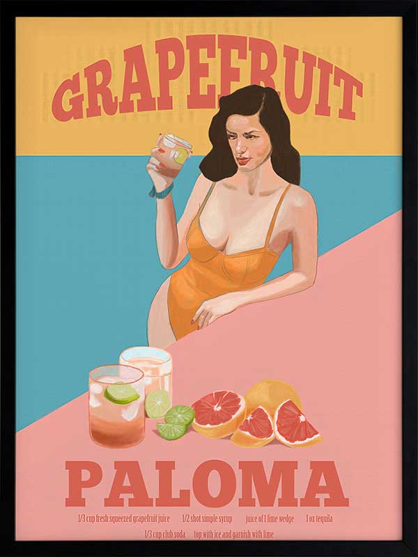 Grapefruit Paloma Poster Framed Art Print