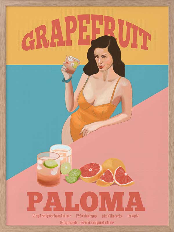 Grapefruit Paloma Poster Framed Art Print