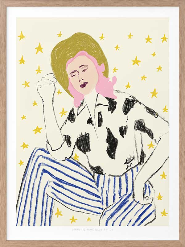 Cowgirl in Stars Framed Art Print