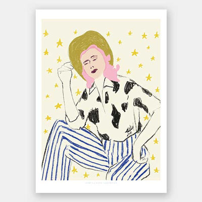 Cowgirl in Stars Unframed Art Print