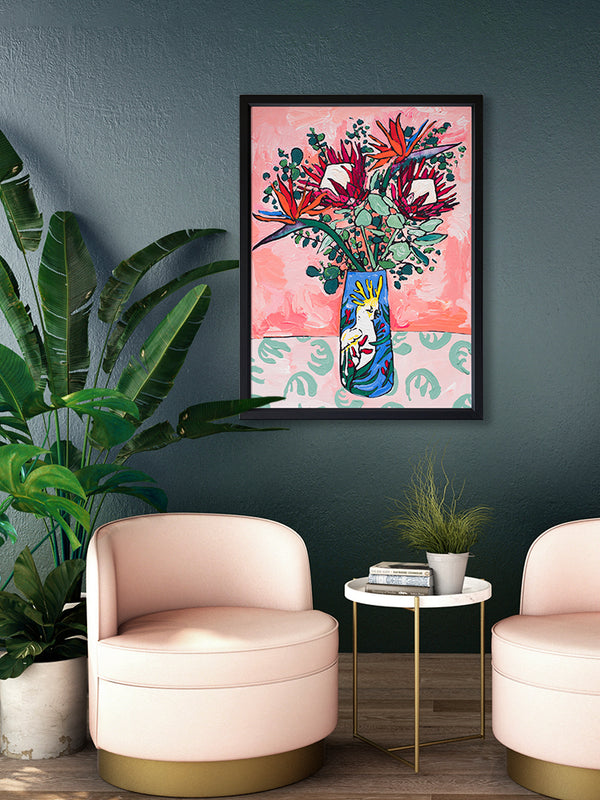 Pink Cockatoo Poster Framed Art Print | Lifestyle