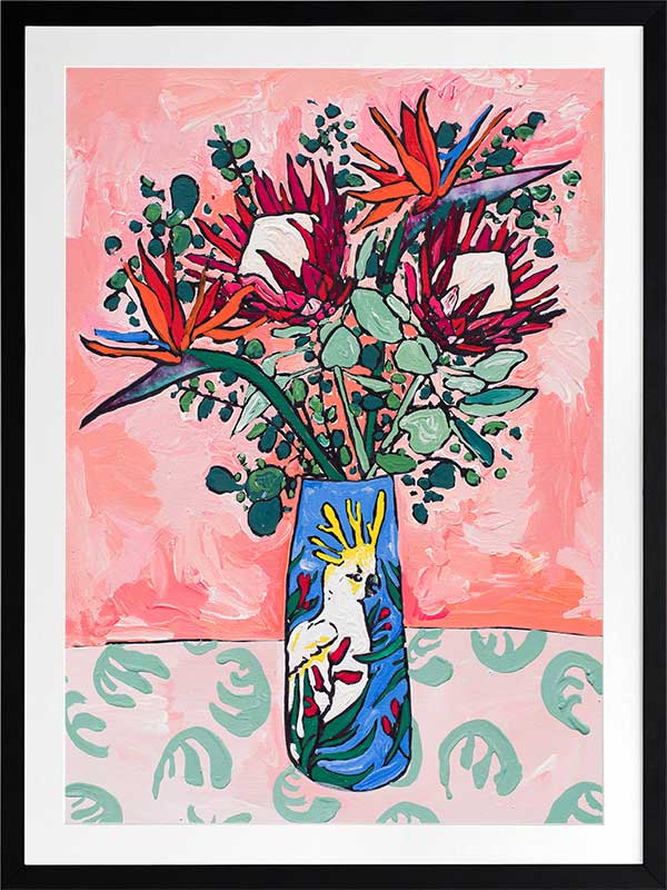 Pink Cockatoo Poster Framed Art Print