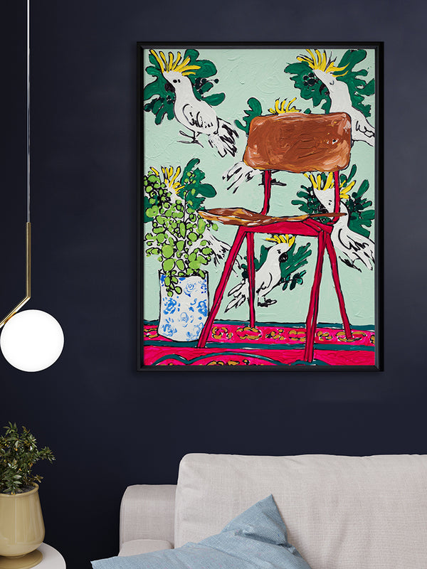 Mint Cockatoo Poster Framed Art Print | Lifestyle