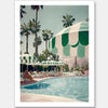 The Life Choices Unframed Art Print by Shaynna Blaze x Urban Road captures a relaxing, resort-inspired Palm Springs vibe with sunlit pools, striped umbrellas, and lush palms—perfect for adding retro style to any space.