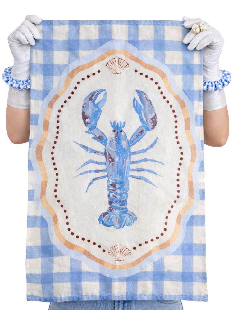 Crabby & Cute Blue Linen Tea Towels