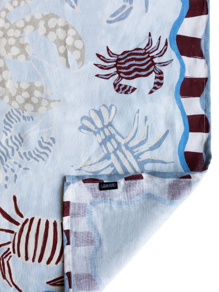 Crabby & Cute Blue Linen Tea Towels