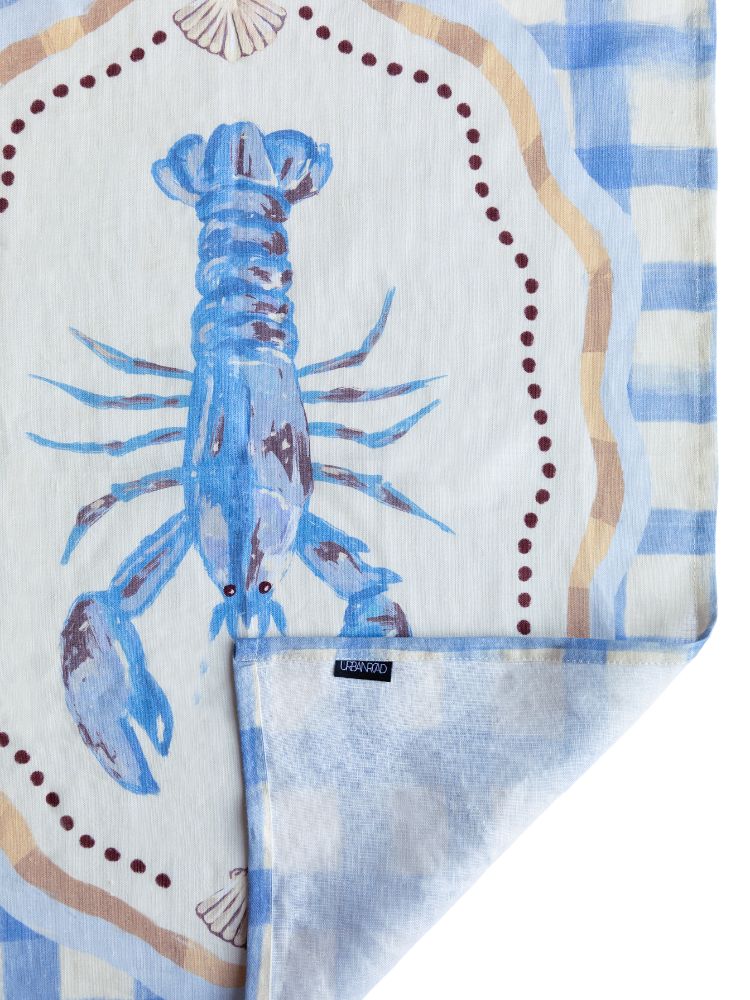 Crabby & Cute Blue Linen Tea Towels