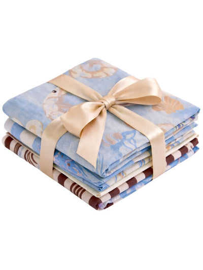 Crabby & Cute Blue Linen Tea Towels