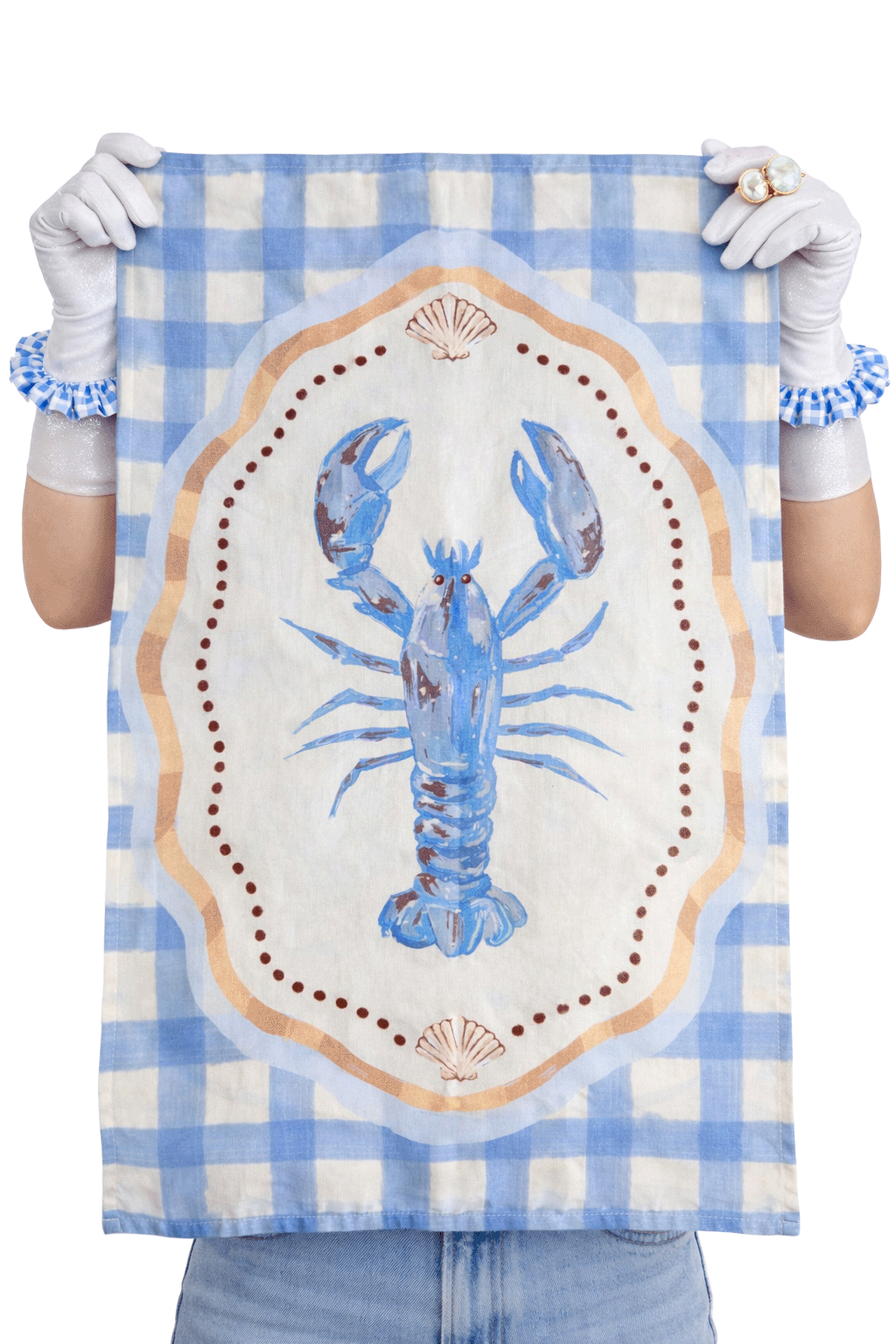Crabby & Cute Blue Linen Tea Towels