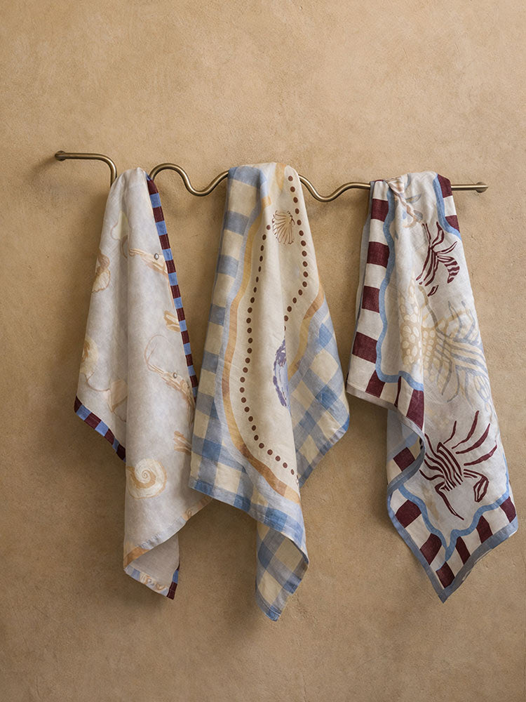 Crabby & Cute Blue Linen Tea Towels | Lifestyle