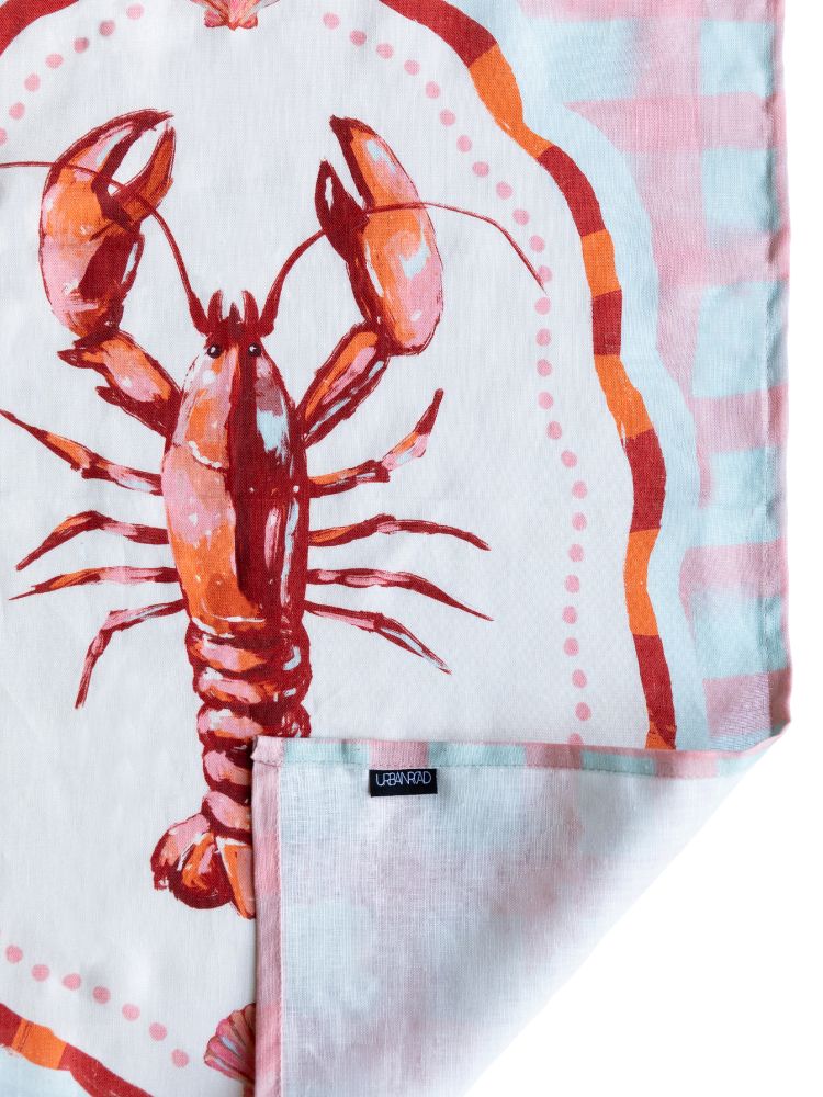 Crabby & Cute Pink Linen Tea Towels