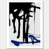 The Intense Unframed Art Print by Urban Road showcases bold black drips over a white backdrop and deep blue brushstrokes below, creating a high-contrast, fluid, and dynamic abstract piece.