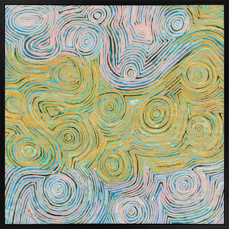 Mina Mina Jukurrpa VI Yellow Canvas Art Print