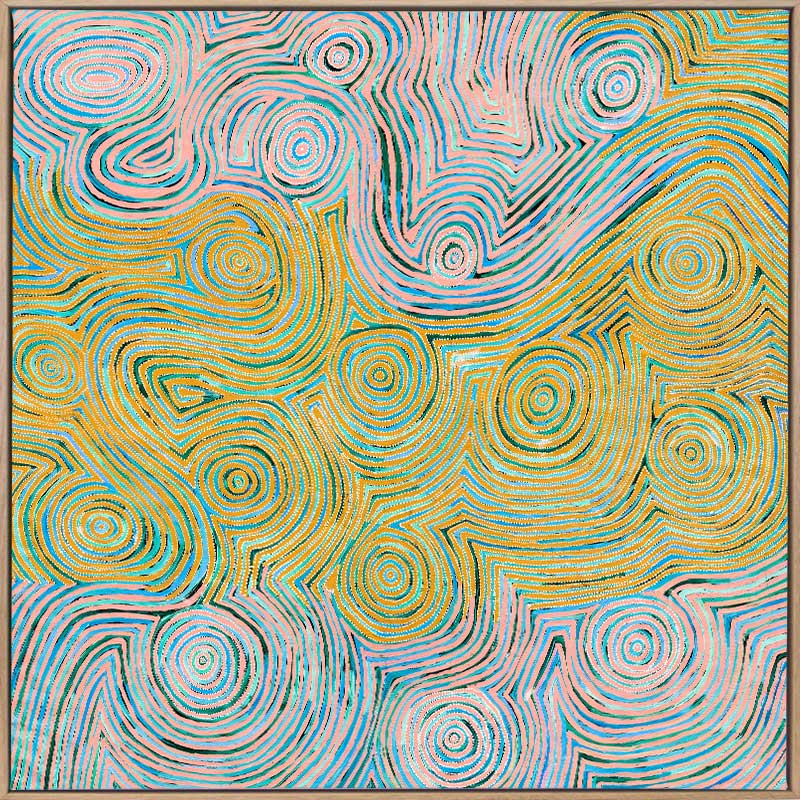 Mina Mina Jukurrpa VI Yellow Canvas Art Print