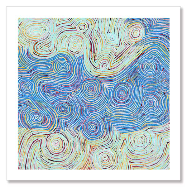 Mina Mina Jukurrpa VI Blue Unframed Art Print