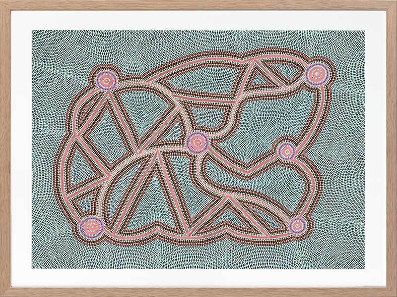 Ngapa Jukurrpa III Green Framed Art Print