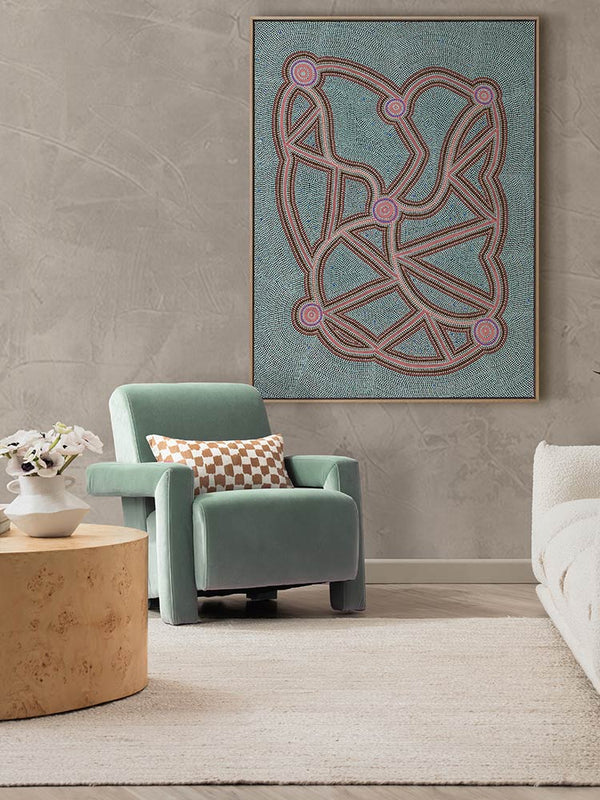 Ngapa Jukurrpa III Pink Canvas Art Print | Lifestyle