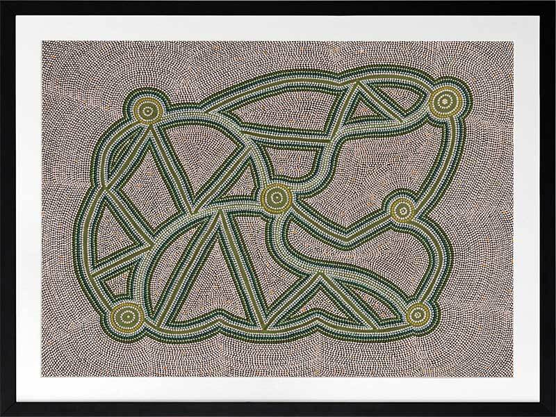 Ngapa Jukurrpa III Green Framed Art Print