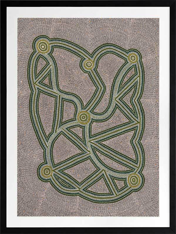 Ngapa Jukurrpa III Green Framed Art Print