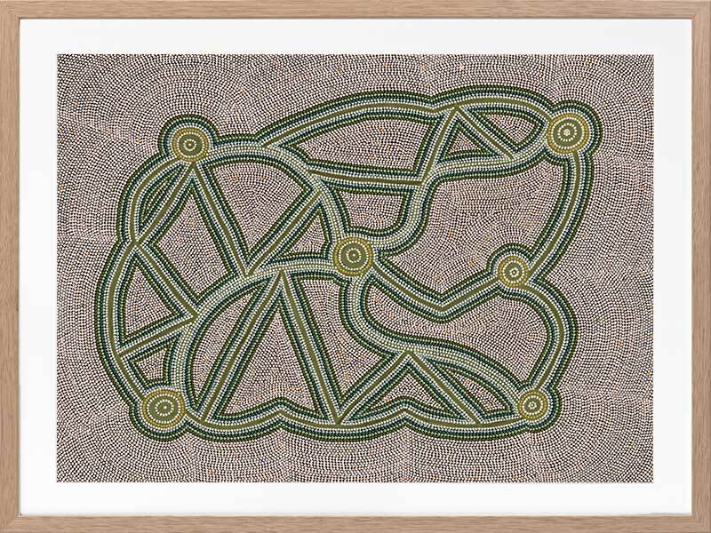 Ngapa Jukurrpa III Green Framed Art Print