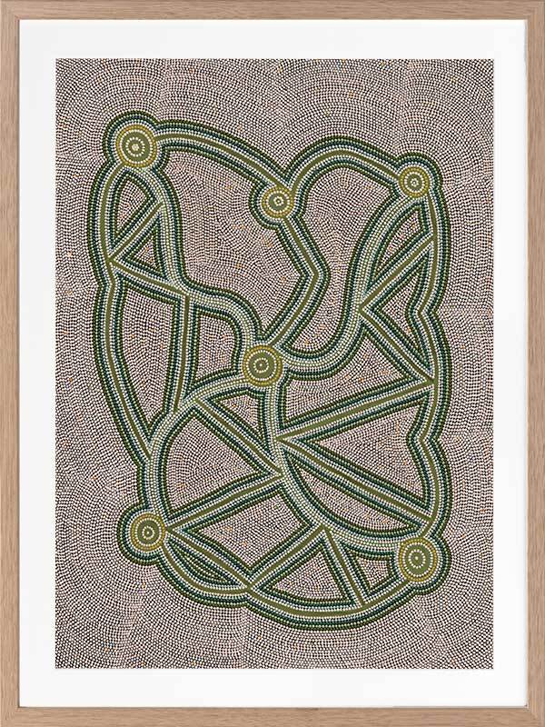 Ngapa Jukurrpa III Green Framed Art Print